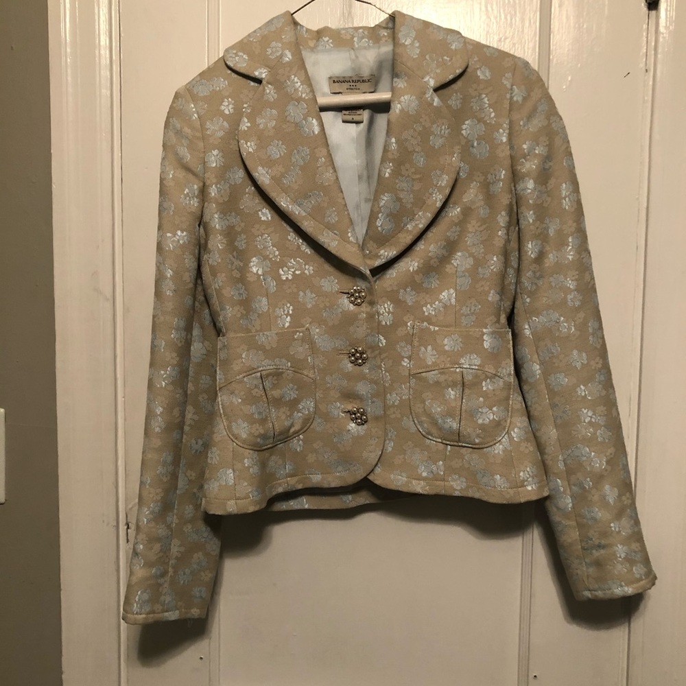 Banana Republic Khaki Printed Blazer